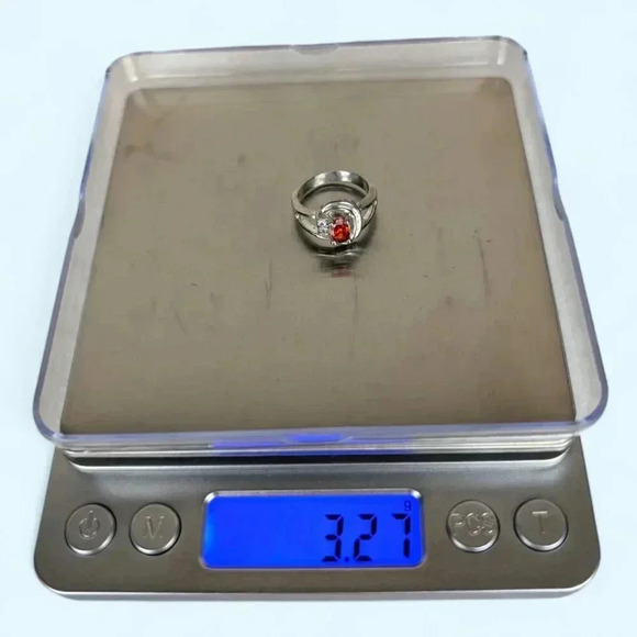 Vintage 925 Garnet & Rhinestone Ring - Picture 9 of 9